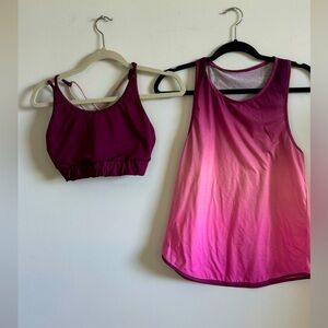 Live sport bra + tank top, pink ombre, S